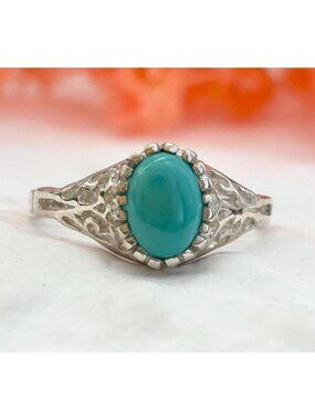 Sleeping Beauty Turquoise Sterling Silver 925 Southwest Vintage Ring - sz 8